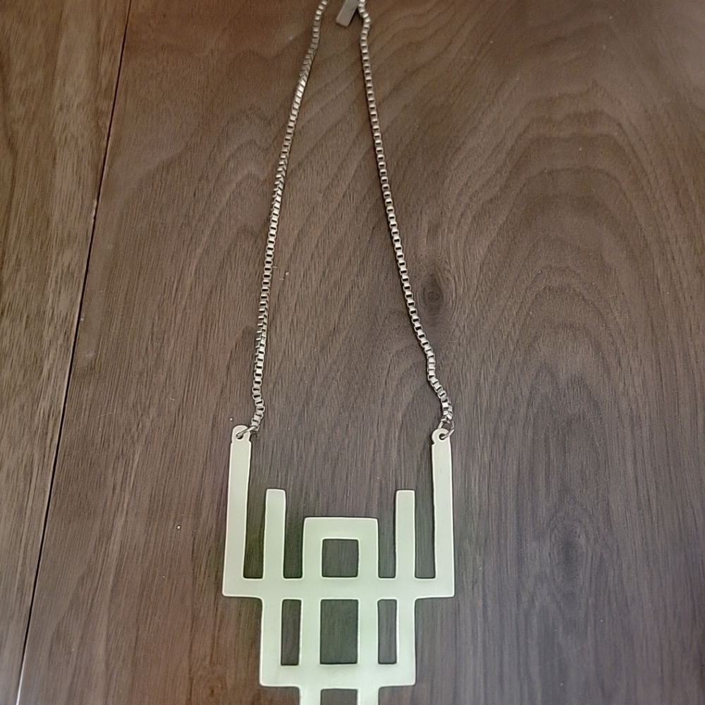 Ink alloy Necklace, Bold Brass Pendant